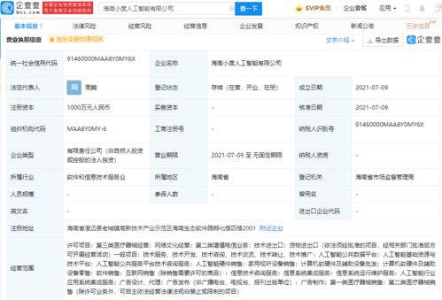 百度于海南成立人工智能公司,注册资本1000万